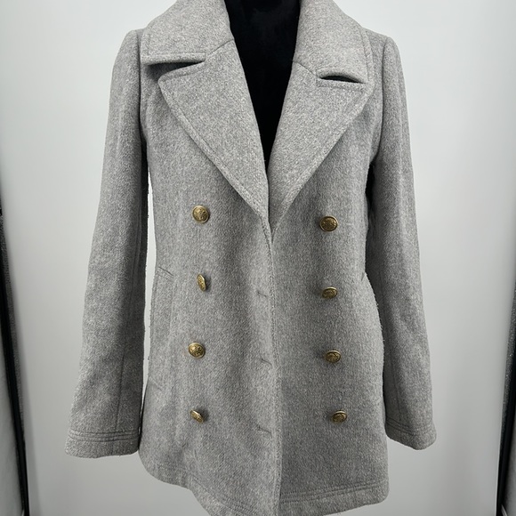J. Crew Coat double breasted size 4 Pea Coat gray - Picture 2 of 11